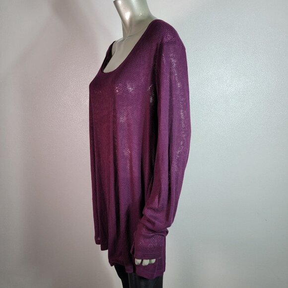 Willow Bay Top Plus Size 4X Lightweight Sheer Stretch Long Sleeve Casual Purple - Picture 3 of 6